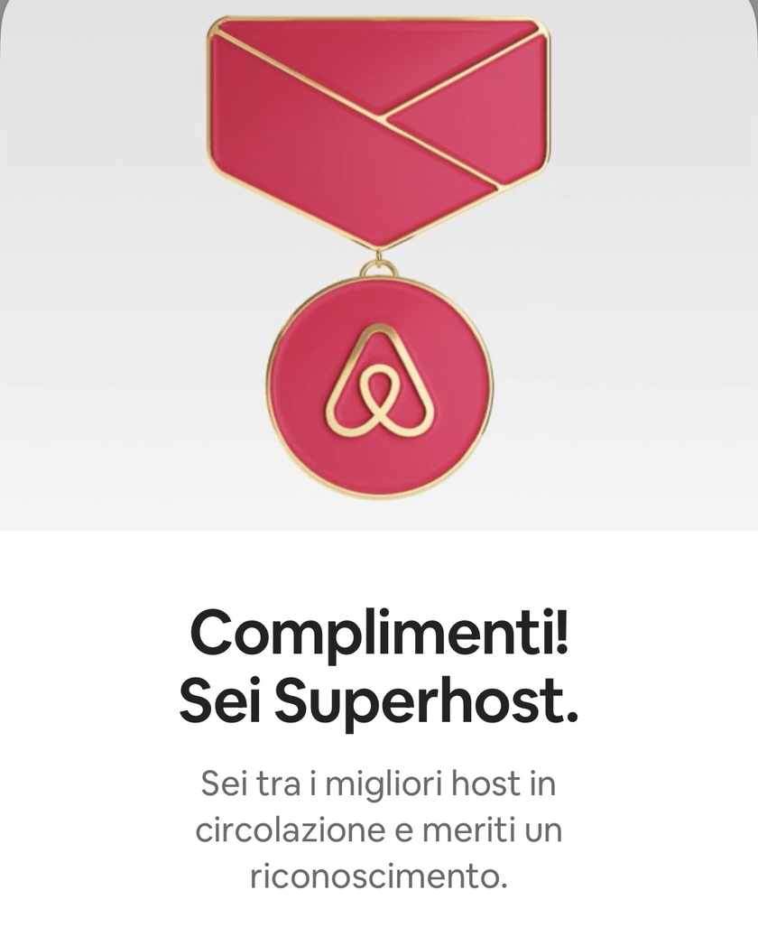 Complimenti, sei Superhost — riconoscimento Airbnb